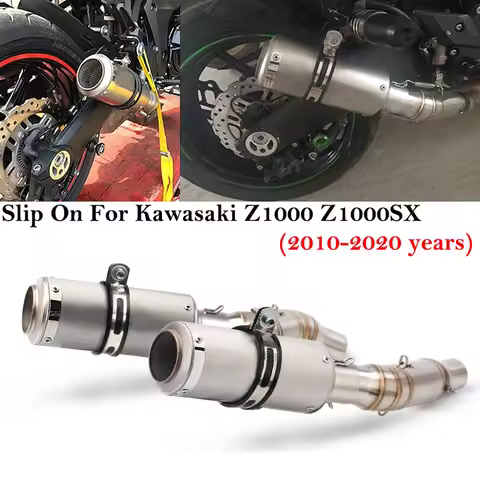 Slip On For KAWASAKI Z1000 Z1000SX 2010 - 2020 Motorcycle Exhaust Muffler Connection Left&Right Mid 