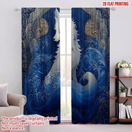 2pcs 2D flat printing Scene Curtain Blue Fox Majesty (2) Digital Printed Polyester Drapes Family Par