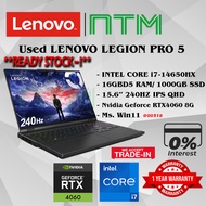 #LL318 USED LENOVO LEGION PRO 5 GAMINIG LAPTOP INTEL CORE I7-14650HX 16GB D5 1TB NVIDIA RTX4060 RTX 
