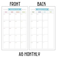 A6 Monthly Planner Refills 6 Holes Loose Leaf Notebook Journal Planner Insert Planner Inner Page Wri