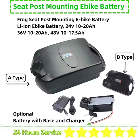 Frog Ebike Battery 24V 10Ah 15Ah 36V 10Ah 13Ah 15Ah 20Ah 48V 10Ah 13Ah 17.5Ah X-Treme Folding Bike B