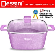 DESSINI ITALY WPB-32 Granite Die Cast Aluminium Non Stick Casserole Pot Bowl Deep Fry Pan Cookware T