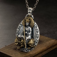 Jizo Bodhisattva Pendant S925 Silver Pendant Male and Female Buddha Statue Guanyin Bodhisattva Necklace Invites Nobles To Pray for Health, Safety and Good Luck