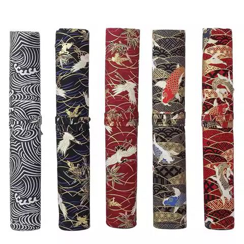 Brush Pen Pencil Bags Chinese Calligraphy Brush Rolling Pencil Pag Watercolor Calligraphy Pen Holder
