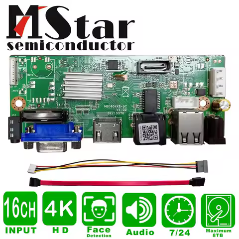 Xmeye 4K 16Ch Digital Video Recorder Board Mstar Ssr621Q Cpu Nvr 16 Channels Two Ways Audio P2P Onvi