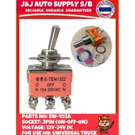 SW-103A BRAND J&J HEAVY DUTY ON-OFF-ON SWITCH 12V-24V DC FOR USE ON: UNIVERSAL VEHICLE AND TRUCK (SW