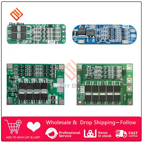 3S/4S BMS Balance 20A 30A 40A 60A 12V/24V Li-ion Lithium Battery Charger Protection Board 18650 BMS 