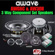 Awave AW30II AWG6C 3 Way Component Set Speakers Free 3 Way Bracket