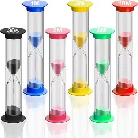 6Pcs Sand Hourglass Mini Colorful Sand Timer Sets 30sec/1min/2mins/3mins/5mins/10mins Sand Clock Tim