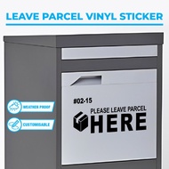 Parcel Food Delivery Vinyl Sticker | Customisable Design &amp; Unit Number | For Drop Box, Parcel Box &amp;  Parcel Locker |