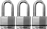 Master Lock M5XTRILH Magnum กุญแจกลางแจ้งสำหรับงานหนักพร้อมกุญแจ,3 Pack Keyed-Alike, Silver