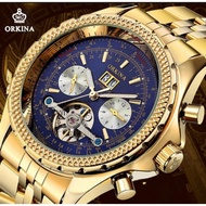 MG ORKINA Men Golden Automatic Mechanical Wrist Watch w Gift Box