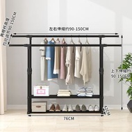 晾衣架 落地可移動室內掛衣架 家用雙杆式陽臺晾衣杆宿舍簡易掛衣架（快遞送貨上門）