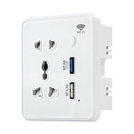 Wifi Smart Wall Socket 10A UK Plug With Dual USB Ports Support QC3.0 Quick Fast Charging