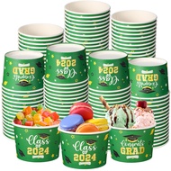 Nuanchu 100 Pack 9 oz Graduation Ice Cream Cups Congrats Grad Disposable Dessert Bowls Class of 2024