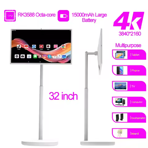 Hot 4K Screen 32 Inch Android Touch Screen Stand By Me Tv Built-in Battery Camera Gym Gaming Live Ro