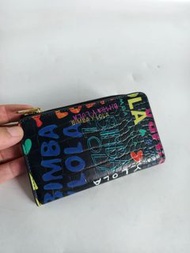 西班牙 BIMBA Y LOLA 黑色彩字皮革 長型 銀包