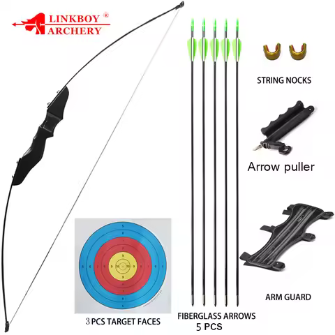 30/40lbs Archery Recurve Bow and Arrow Set Straight Bow Fiberglass Arrow Arrow Puller Training Shoot