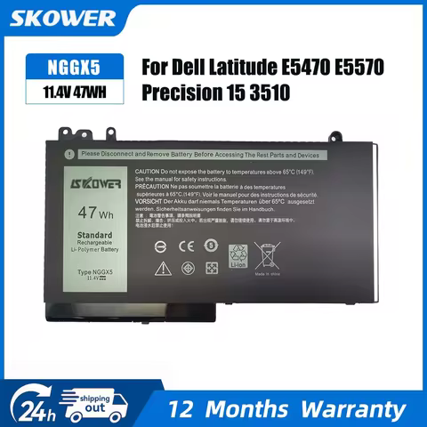 SKOWER Replacement 6MT4T NGGX5 Laptop Battery for Dell Latitude E5270 E5470 E5570 Precision 3510 7V6