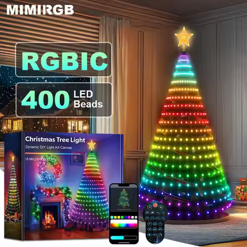 NEW 2.1m/6.9ft Christmas Tree String Lights with Star 400LEDs String Lights with Smart APP & Remote