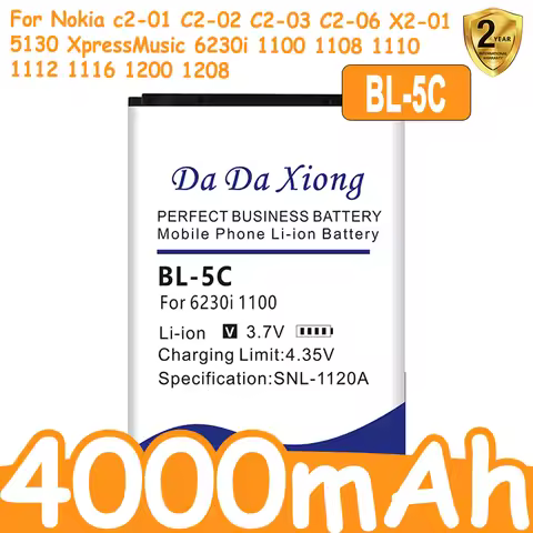 4000mAh BL-5C phone Battery for Nokia C2-01 C2-02 C2-03 C2-06 X2-01 5130 XpressMusic 6230i 1100 1108