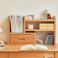 櫻桃木桌面伸縮書架桌上實木創意簡易轉角架書桌整理收納置物架 LHM（平行進口）