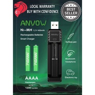 Rechargeable AAAA Batteries with Smart AAAA Battery Charger Ni-MH 1.2V 400mAh 1200 Cycles Microsoft 