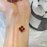 【Pawnable】  VCA 18K gold rhodochrosite four-leaf clover women's necklace