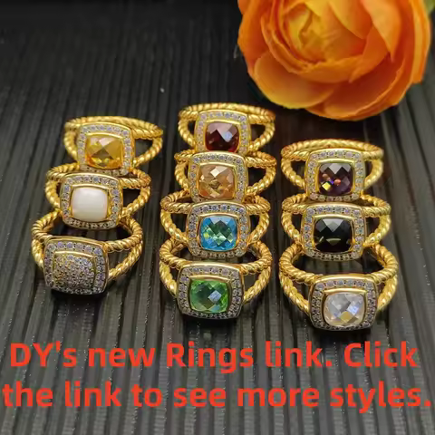 2025 Christmas New DY Simple Elegant Ring Smooth Finish Unisex Gift Contemporary Style Colored Cryst