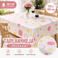 Waterproof Polka Dot Tablecloth 130 x 180 cm Table Cloth Cover White Pink