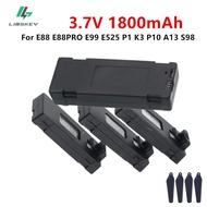 E88 RC Drone Battery and Charger, 3.7V 1800mah Lipo Battery For E88 E88PRO Ls-E525 E525 PRO Mini Uav