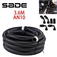 SADE 10AN AN10 Black Braided Oil Fuel Fittings Hose End 0+45+90 Degree Oil Adaptor Kit 3.6M Oil Fuel