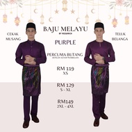 XS - 4XL! Baju Melayu Dewasa Slim Fit / Moden Tanpa Pesak Cekak Musang &amp; Teluk Belanga Purple