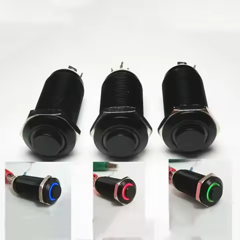 8mm Waterproof Latching Maintained High Round Stainless Steel Metal Push Button Switch Light Shine C