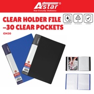 Astar A4 Clear Holder / 30 clear pockets / A4 size / Solid Color Cover / Blue& Black,  Astar A4 Clea