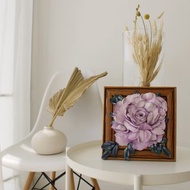 3d rose in a wooden frame, sculptural painting, an unusual gift