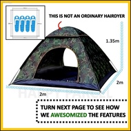 ☈[2 Secs Rapid Open] Camping Outdoor Pop Up 3/4 person Tent/ Khemah Askar