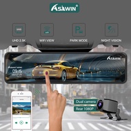 Asawin Dual Lens Front And Rear Touch Screen Dash Cam UHD 2K Streaming Media Night Vision 1440P (11") H9PRO