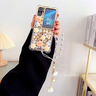 Luxury Bling Pearl Rose Flower Phone Case For OPPO Find N2 Flip N3Flip Cover for Find N3 Flip Daimon