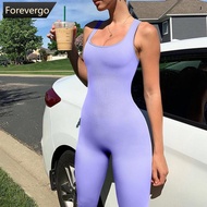 FOREVERGO Women's Screw Thread Square Collar Vest One-Piece Yoga Shapewear Outdoor Sports Fitness Hi