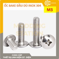 Bake screws with 304 stainless steel head size M3x4mm, M3x5mm, M3x6mm, M3x8mm, M3x10mm, M3x12mm, M3x