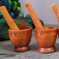 Toy Set Wooden Mortar + Pestle Small Mini Masonry Medicine Portable Mortar and Pestle
