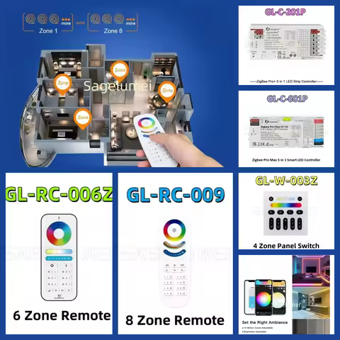 ZigBee 3.0 GL-C-601P Pro Max LED Controller 5in1 Max 15A Pluggable Fuse App Voice for RGBCCT RGBW RG