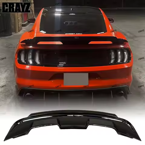 Mustang Rear Spoiler For 2015-2021 Ford Mustang ABS GT500 Style Trunk Spoiler Wing W/Smoke Gurney Fl