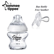 Tommee Tippee Closer To Nature Pure Glass Feeding Bottle 5oz /150ml Single Pack Free Soother 0-6m