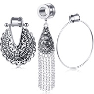 TIANCI FBYJS 3 Pairs Dangle Gauges Big Hoop Ear Tunnels Stainless Steel Earrings Gauges For Ear Expa