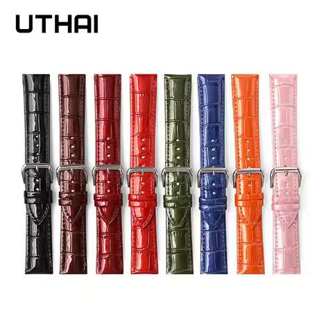 UTHAI Z118 Watch Strap 20mm 22mm Crystal Lacquer Ice Shiny Watchband Watch Accessories High Quality