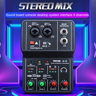 Q-12 Sound Card Audio Mixer Sound Board Console Desk System Interface 4 Channel 48V Power Stereo Com