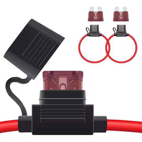 2PCS Inline Fuse Holder 10/12/14/16/18AWG Car Gauge Inline Fuse ATO/ATC Standard Blade Fuse 5A 10A 1