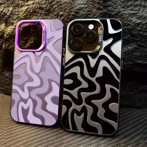 Black Water Ripple Phone Case For IPhone 16 15 14 13 12 11 Pro Max Shockproof Bumper Back Cover For 